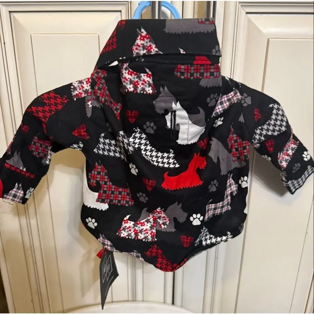 Admiral Frazier Gone To The Dogs Button Down Shirt Red Black XS NWT